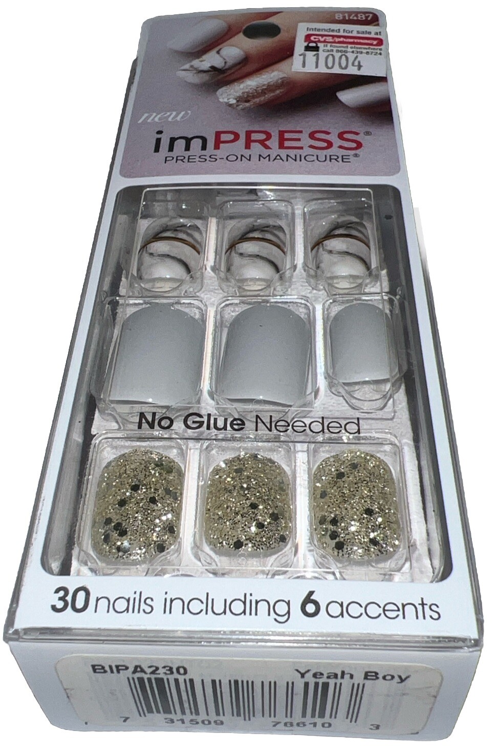 Kiss Nails Impress Press On Manicure #81437 Yeah Boy (New/Sealed/See All Photos)