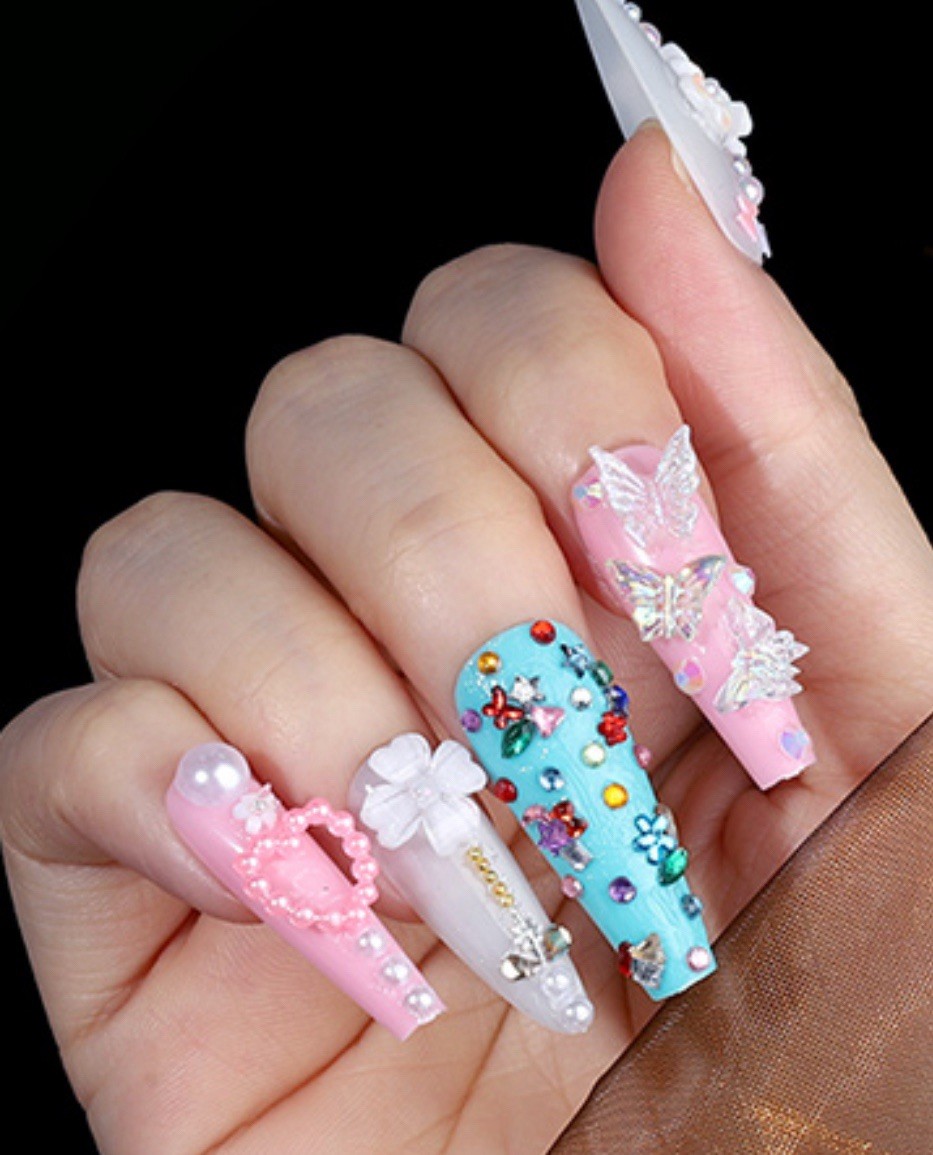 Nail Charms, Nail Rhinestones Kit with 8 Boxes of Nail Gems, 3D Charms for Nails