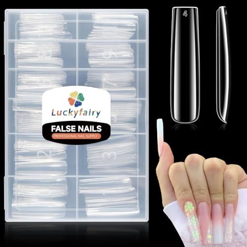 Extra Long Square Nail Tips, XXL 120Pcs 12 Sizes No C Clear Sqaure – Full cover