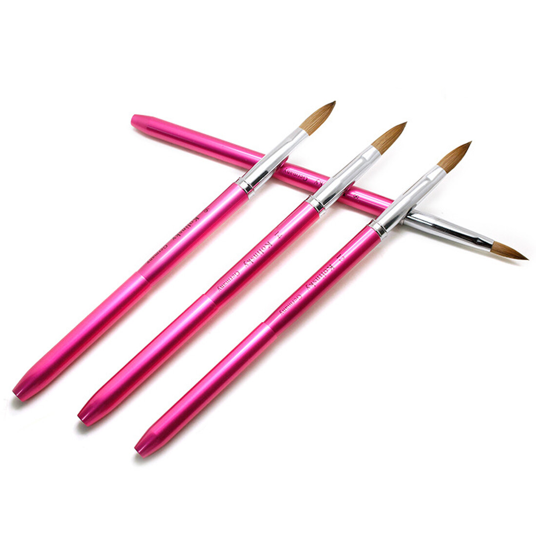 Kolinsky Acrylic Nail Brush Quality Metal Handle With Cap Size 6 to 20 (CRIMPED)