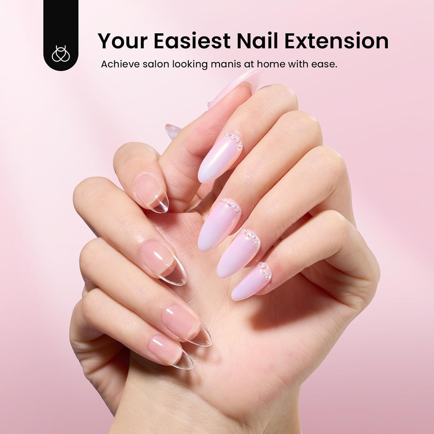 Gel Nail Kit Medium Almond with Dehydrator and Primer, 576Pcs Half Matte Etch-X