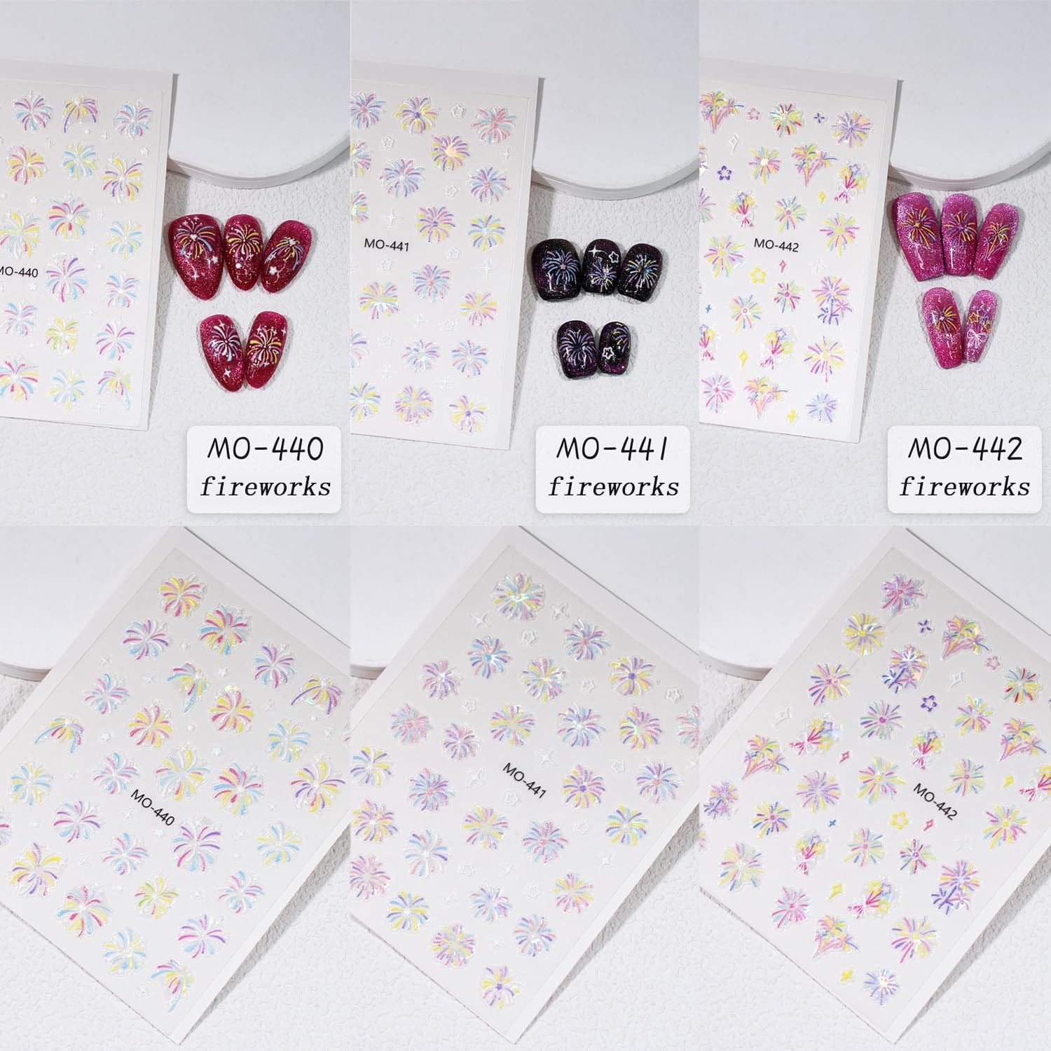 3 Sheets 4Th of July Nail Decals for Nail Art 5D Embossed Nail Art Stickers