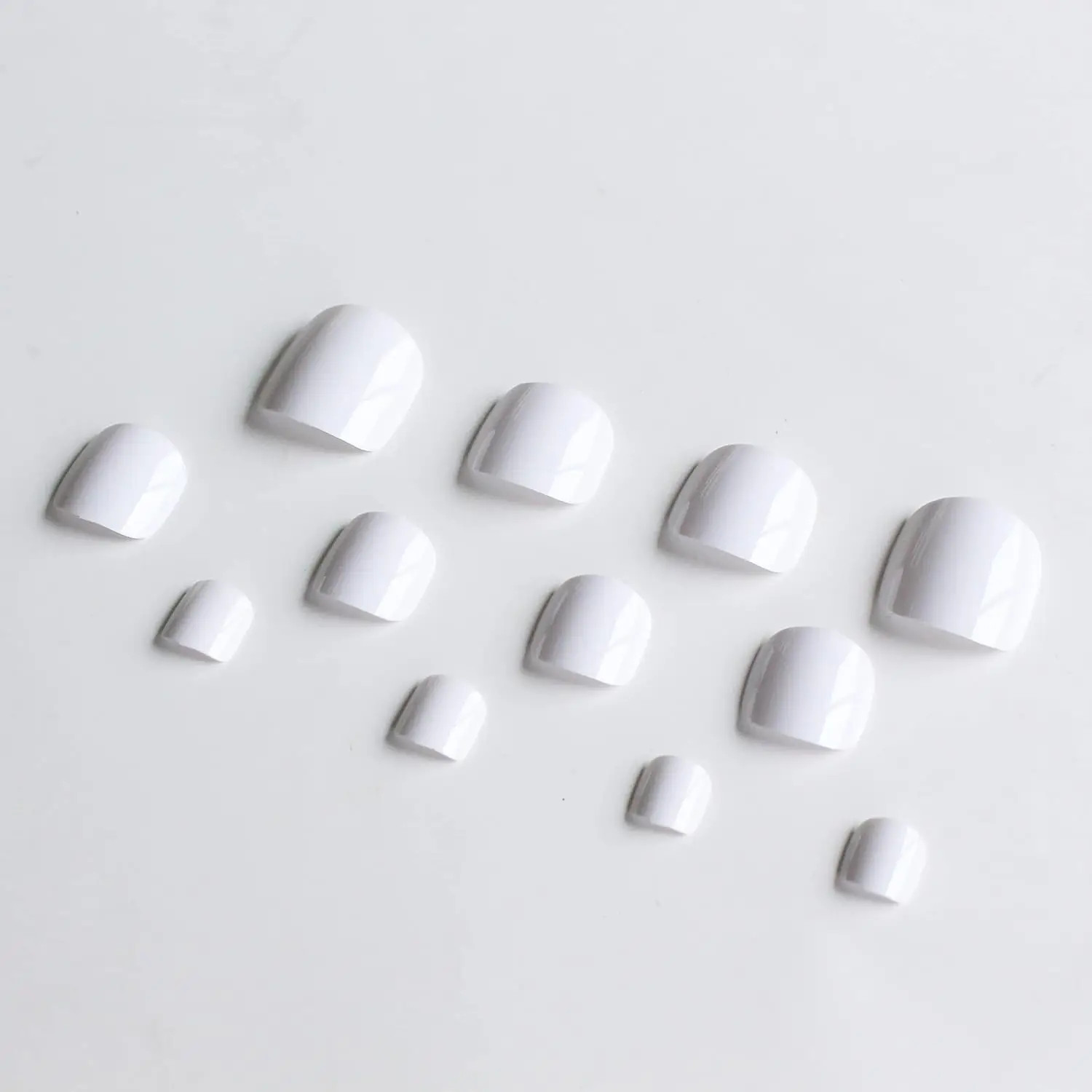 120PCS Reusable Acrylic White Fake Toe Nails Press On Nails For Women Perfect