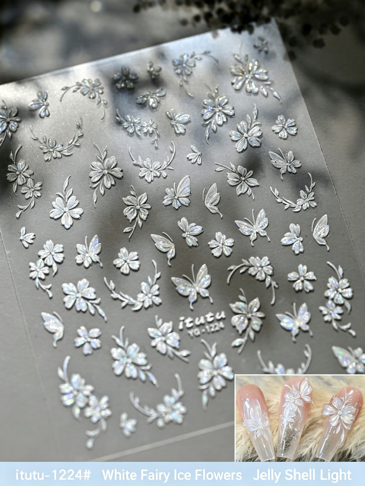Popular Spring Pink Small Flower Nail Stickers New Fairy Embossed 3D Five-Petal