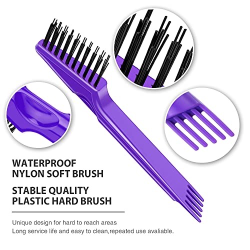 2 Pcs Hair Brush Cleaning Tool Set,2-in-1 Double Headed Hair Pink and Purple