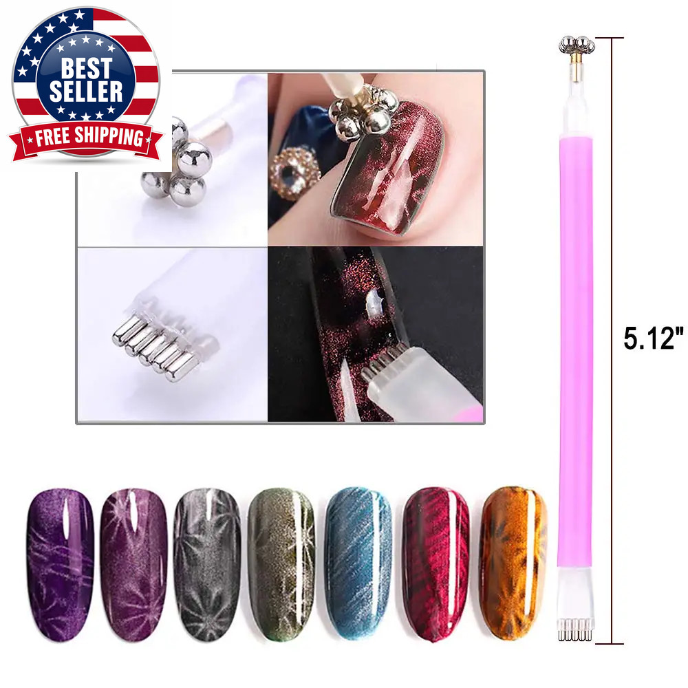 6Pcs Cat Eyes Magnet Set Magnetic UV Gel Nail Polish Magnet Pens 3D Flower Ombre