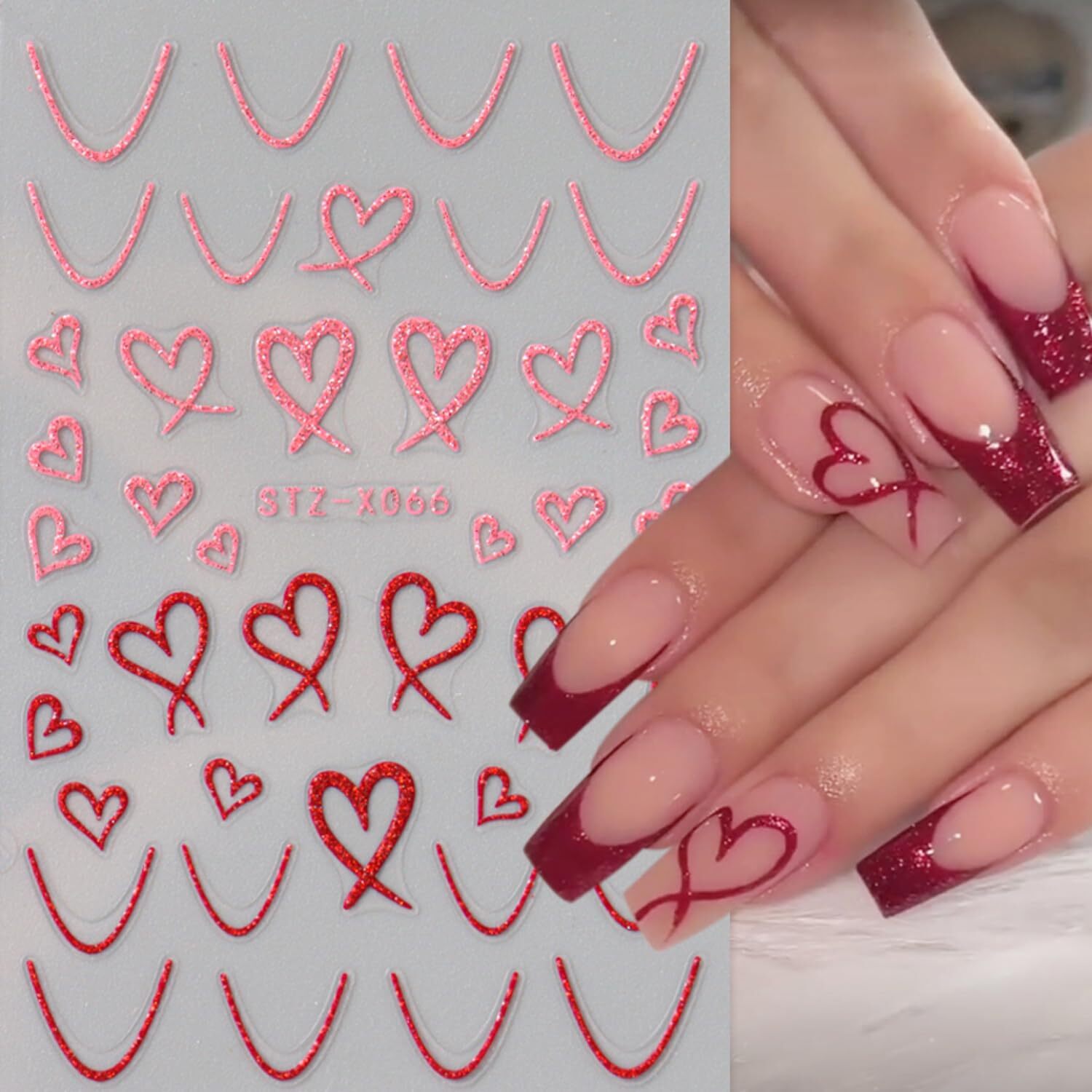 Heart Nail Stickers for Art Love Decals French Colorful