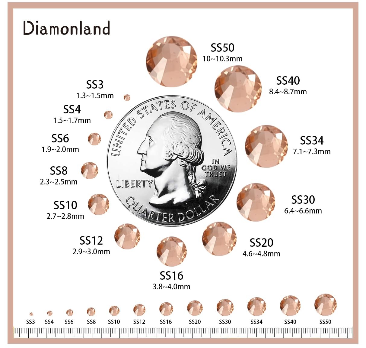 Diamonland Flatback Glass Crystal Rhinestones Rounds Gems for Bedazzling Nail…
