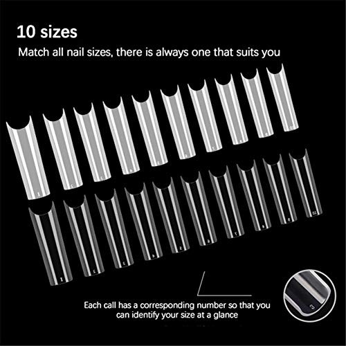 Long C Curve False Nail Tips – 500pcs XL C Curve Fake Nails Extra Long Clear