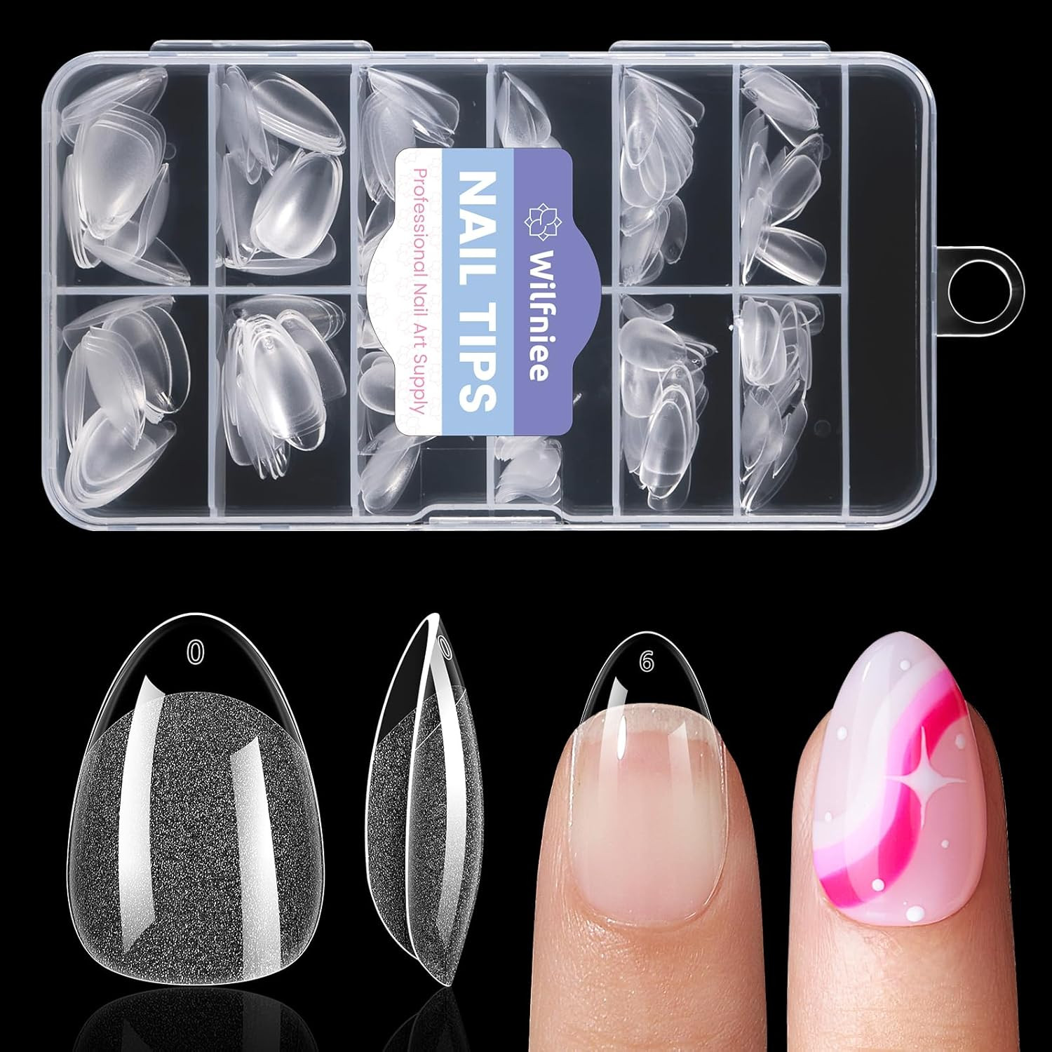 Extra Short Almond Nail Tips: 240Pcs Small Clear Almond Nails Soft Gel Fake Nail