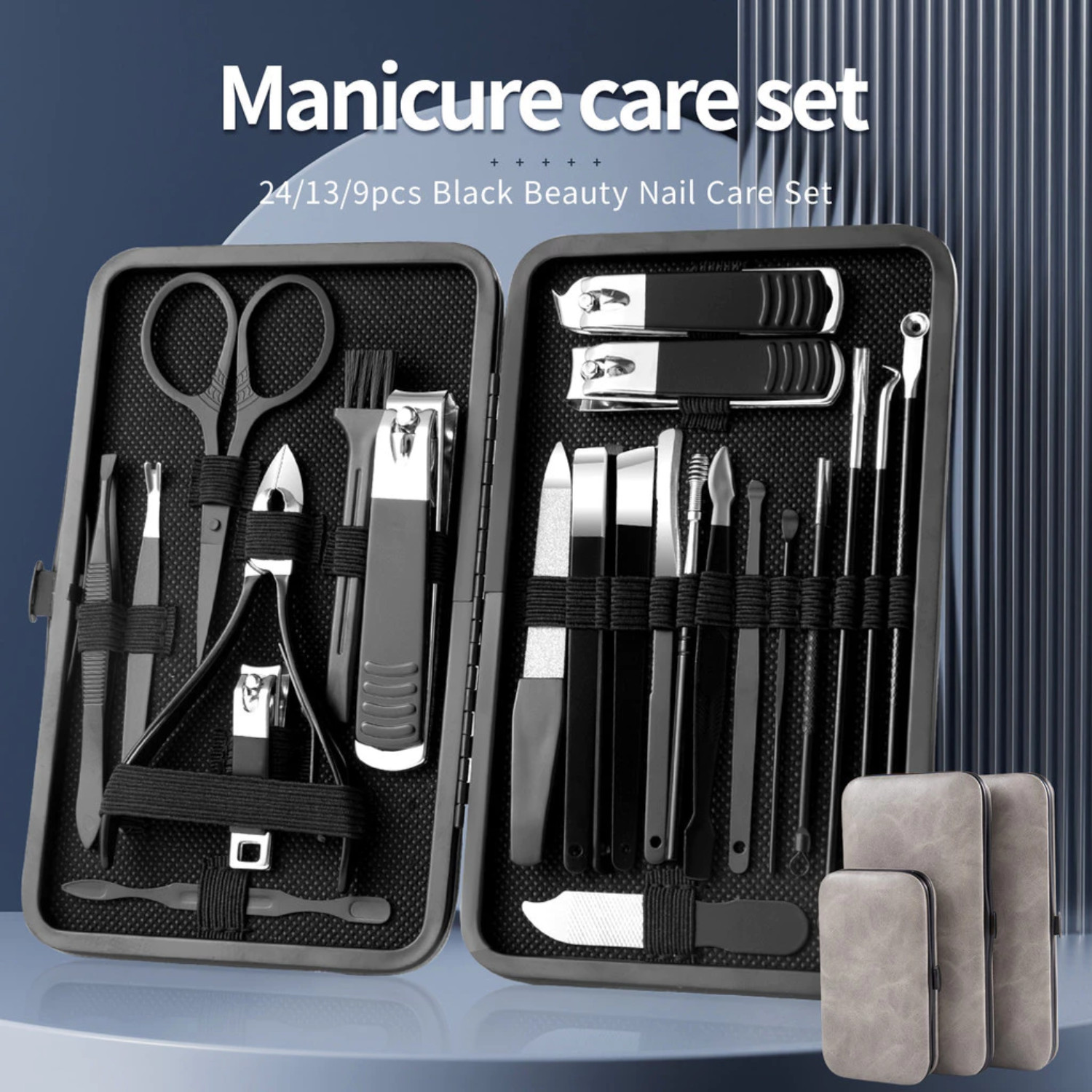Manicure Care Set 24 Pcs Black Beauty Nail Care set Free Shipping
