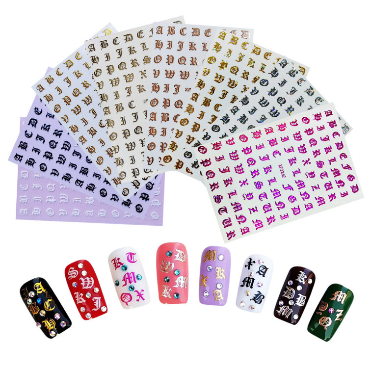 3D Nail Art Latin Roman English Alphabet Letter Sticker Decals US seller NS19
