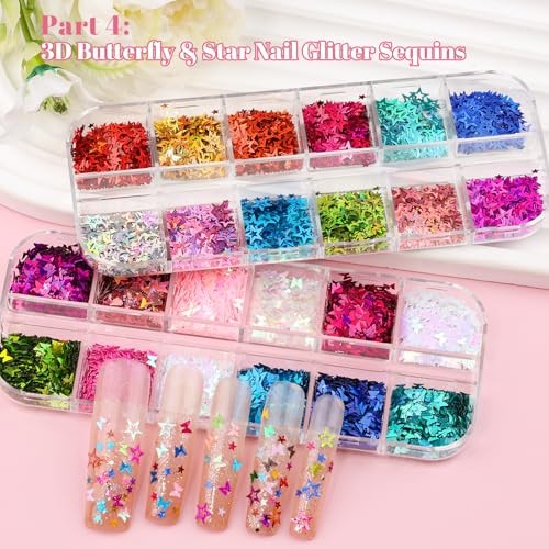 12 Boxes Nail Art Kit with Nail Charms, Gems, Rhinestones & Set 2 – 12 Boxes
