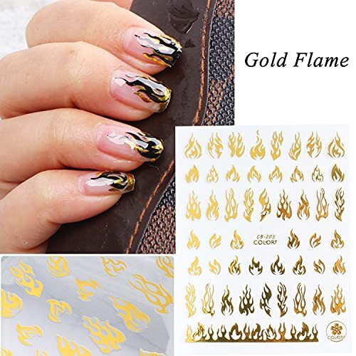 8 Sheets Flame Nail Art Stickers Decals 3D Self-Adhesive Nail Art Design Fire