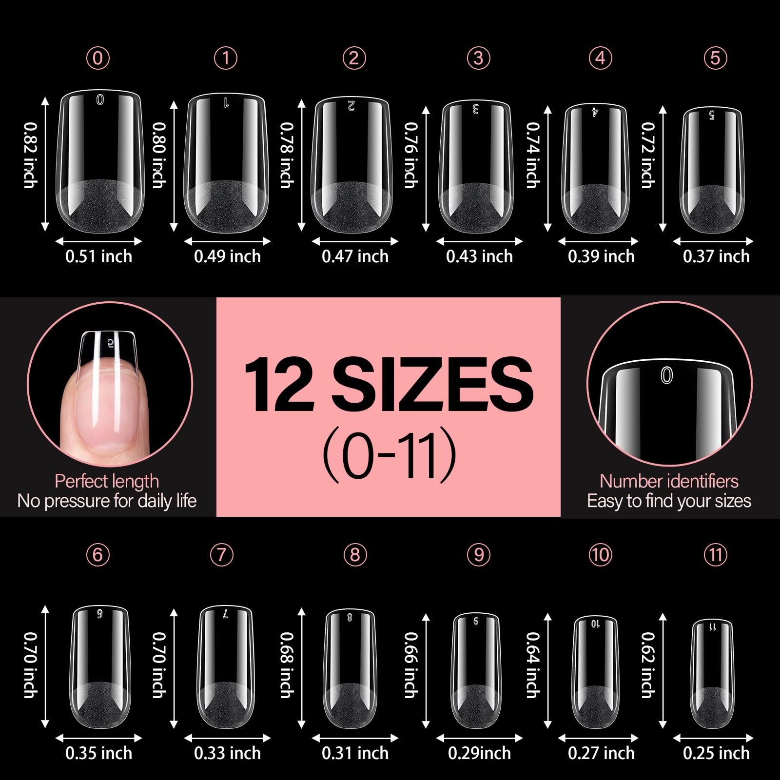 AILLSA Short Square Nail Tips Full Cover Clear Gelly Tips Half Matte