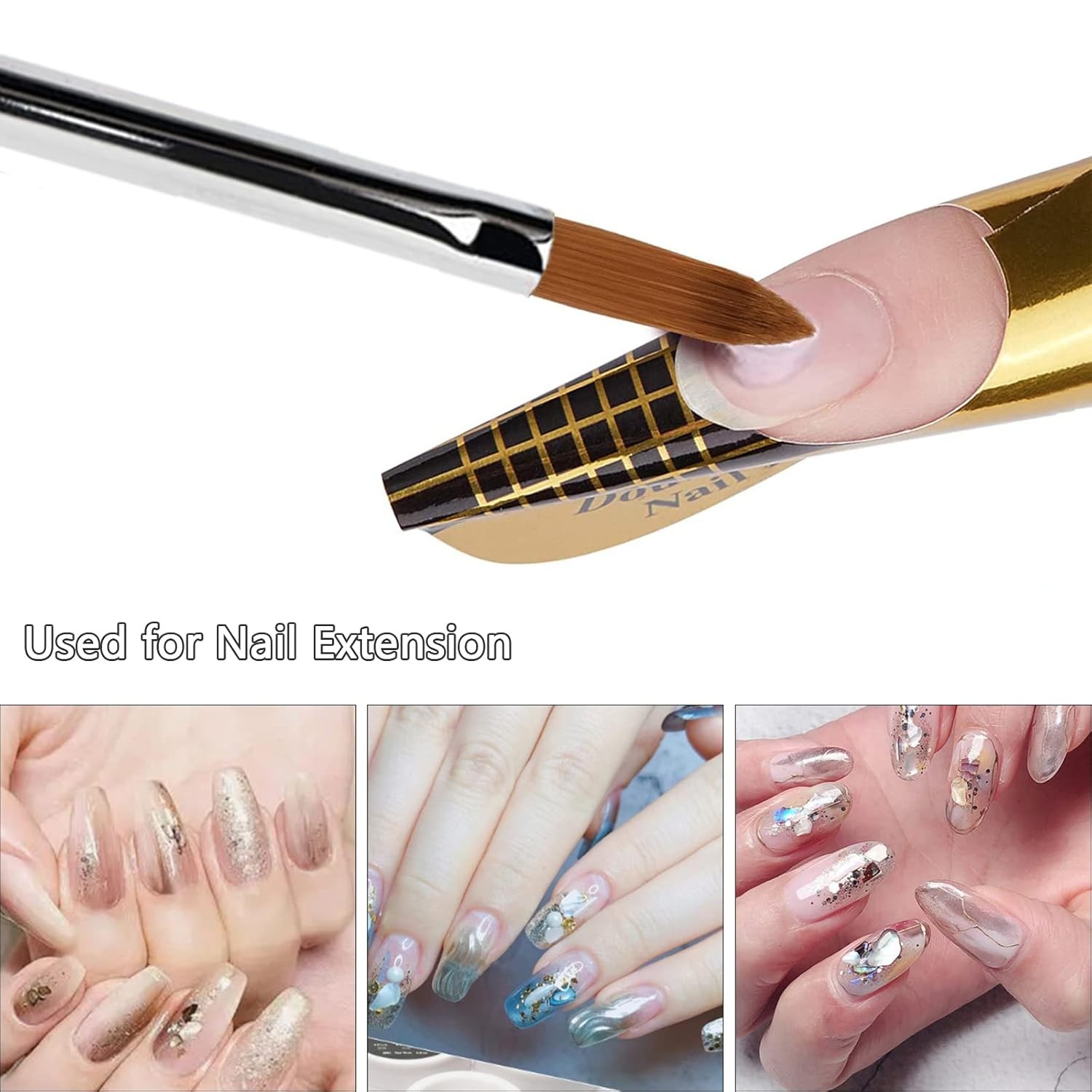 Kolinsky Acrylic Nail Art Brush #4, Wooden Handle,Pro 3D Nail Brush w/Rhinestone