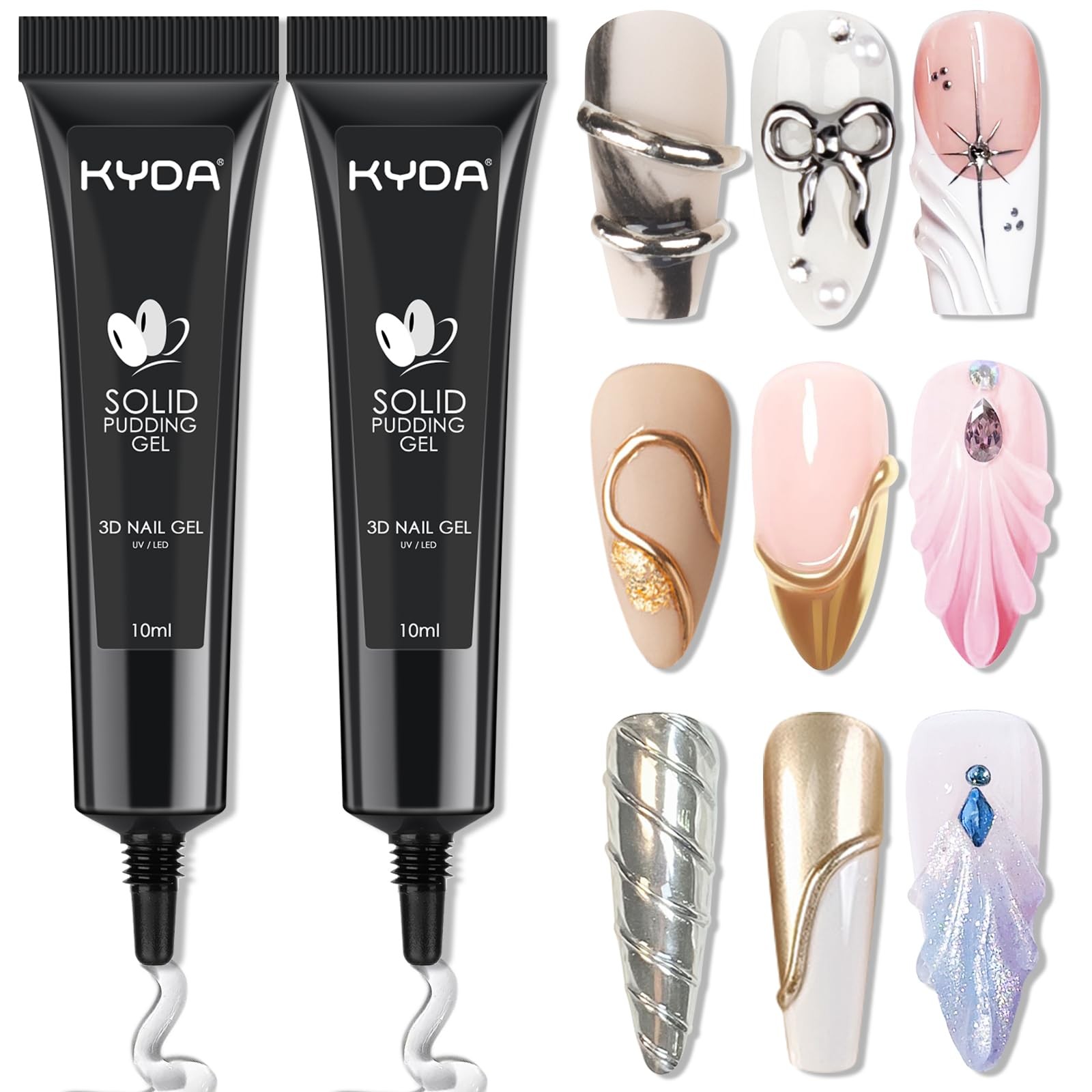 KYDA 2 Pcs 10ml Clear 3D Sculpting Nail Gel, 3in1 Sculpture Nail Art Gel for …