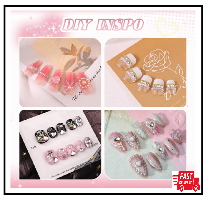 2 Boxes Flatback Pearls White+Beige and Silver+Gold Nail Beads for Nail Art