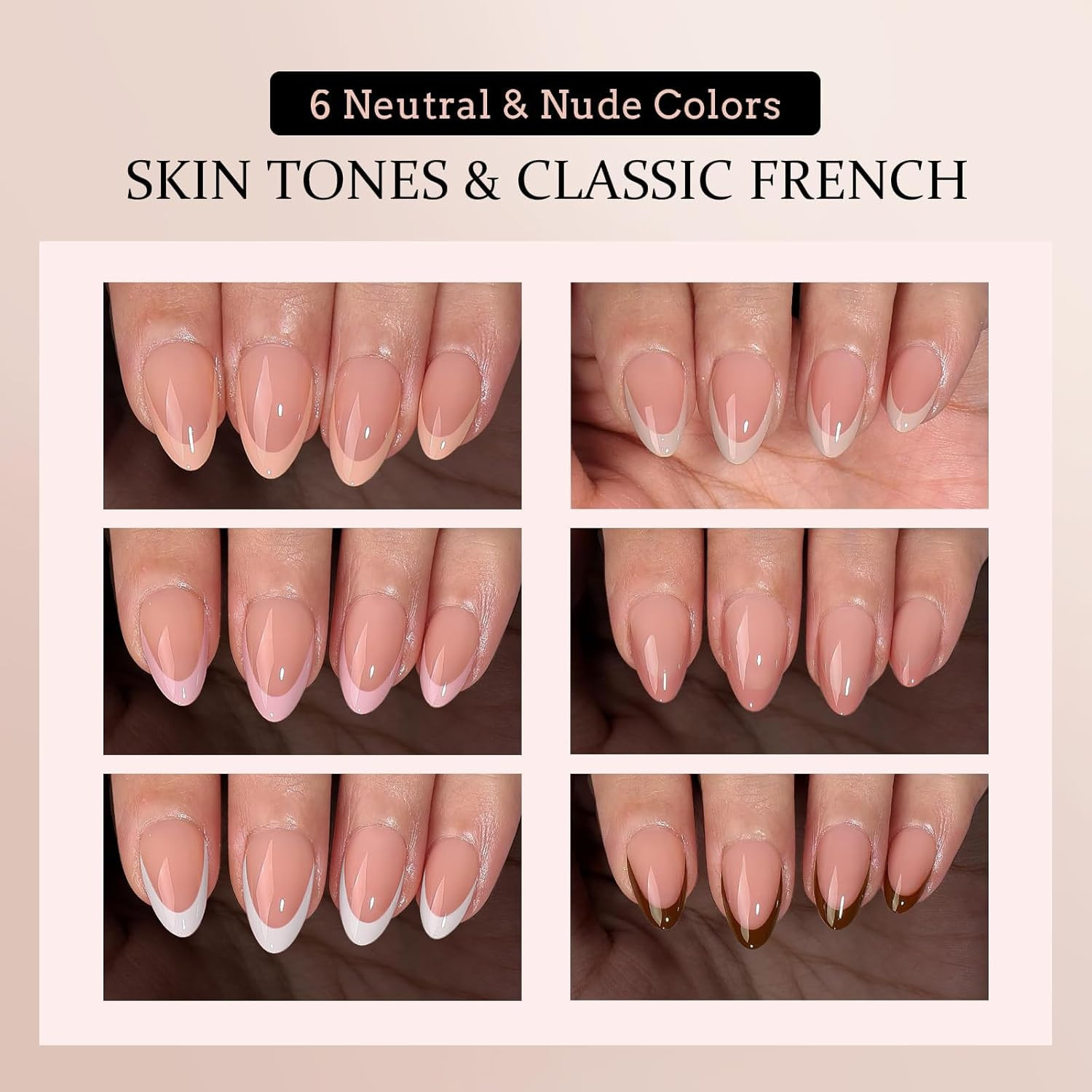 6 Packs 180Pcs French Tip Press on Nails Short Almond – French Soft Tip Nails Ge