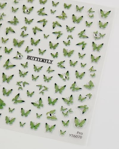Nail Stickers – Easy-to-Apply Nail Art with Glowing & Trendy Green Butterfly