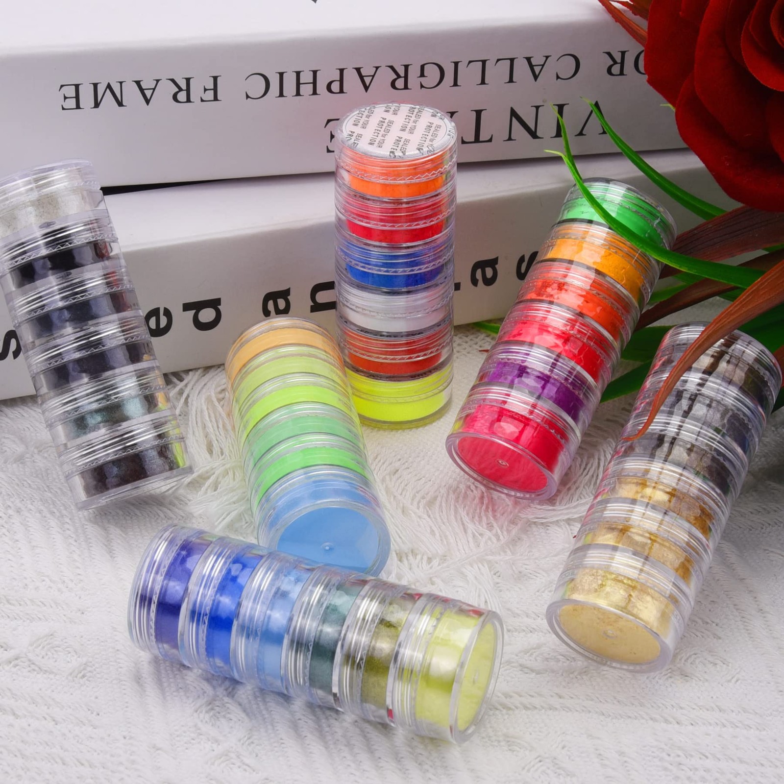 36 Colors Nail Pigment Powder Colorful Luminous Pearlescent High-Gloss Halo P…