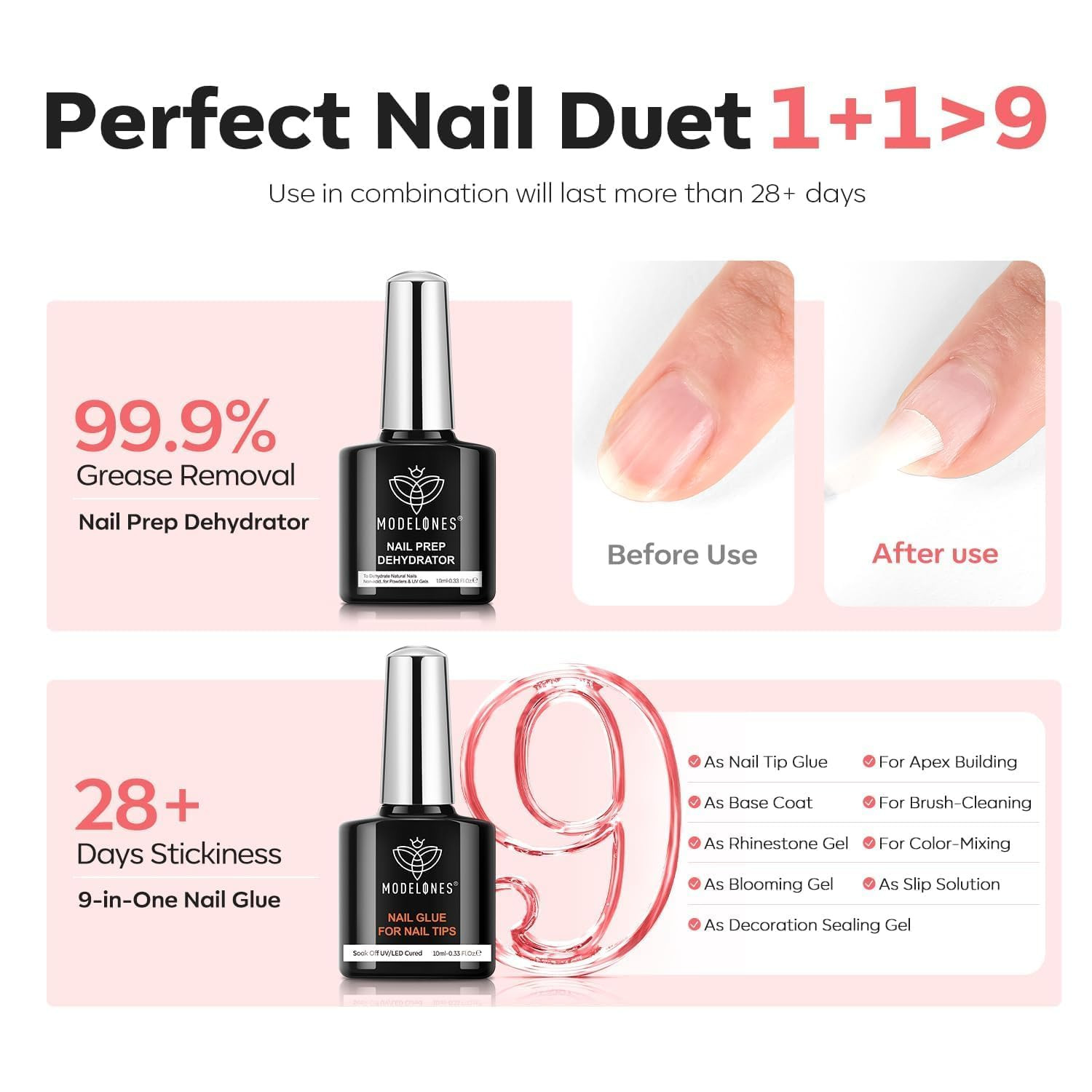 X Nail Gel Kit Almond,15Sizes Fake Nails 510Pcs, 9-In-One Glue Prep Dehydrator &