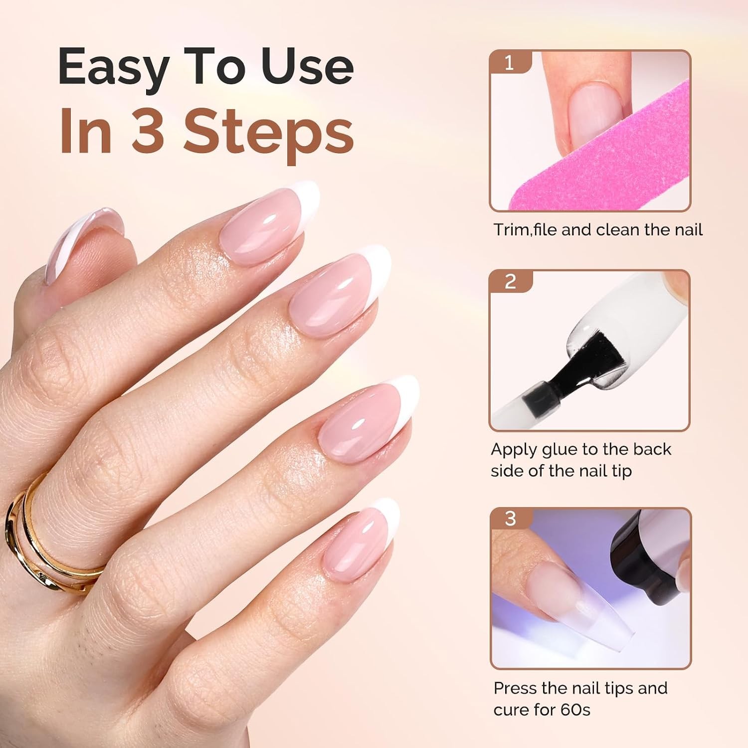 9 in 1 No TPO Gel Nail Glue for False Nail Tips, 2Pcs*15Ml Long Lasting