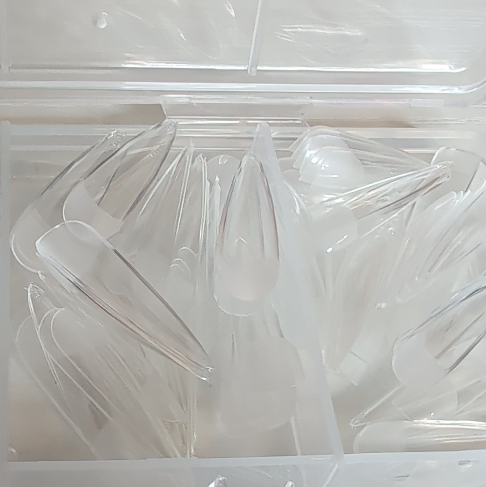 Lifextol Clear French Full Cover Stiletto Nail Tips Long Plastic