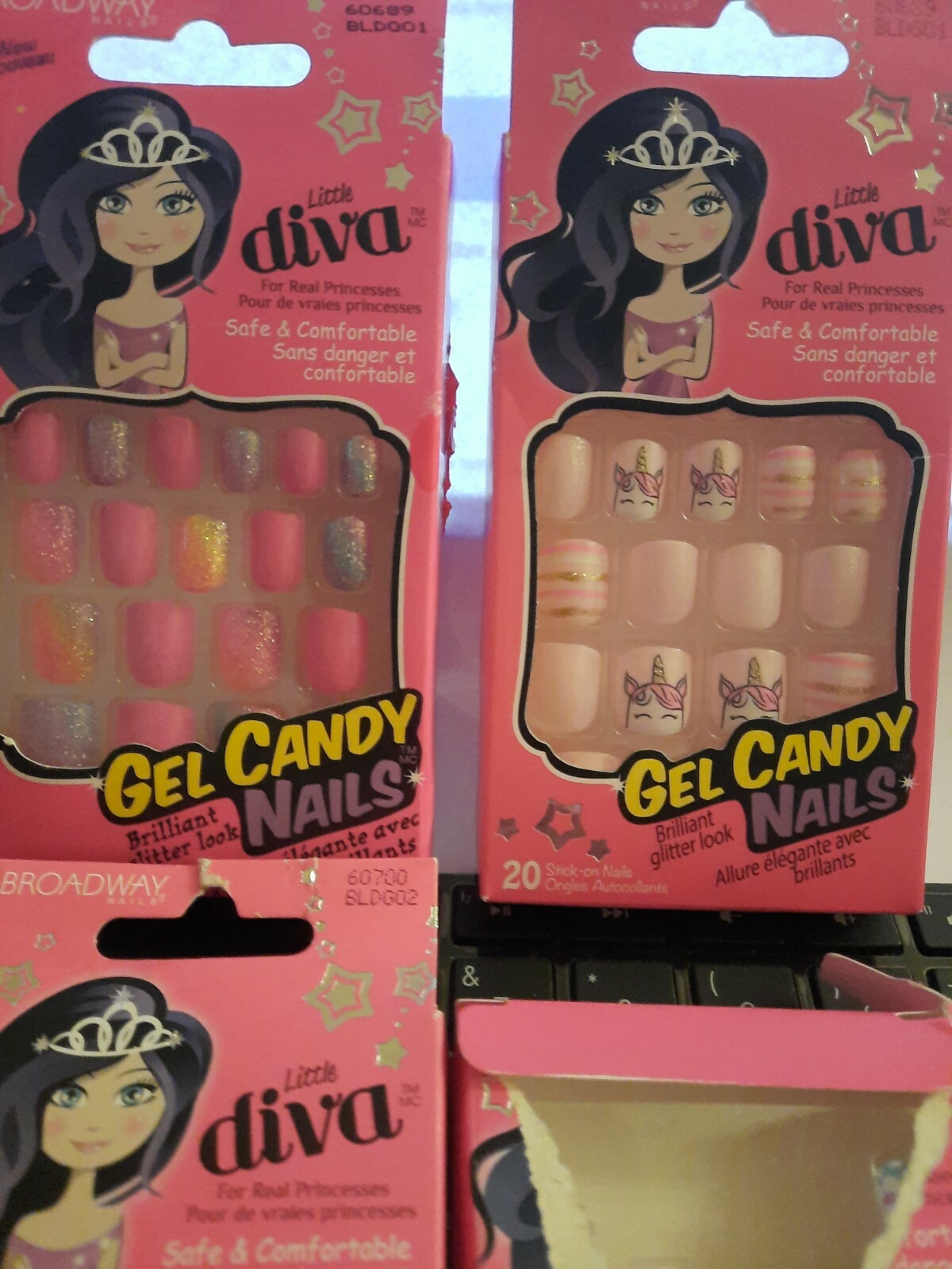 4 KISS NAILS Little Diva GEL CANDY NAILS (by Broadway) Safe & Comfortable Lot