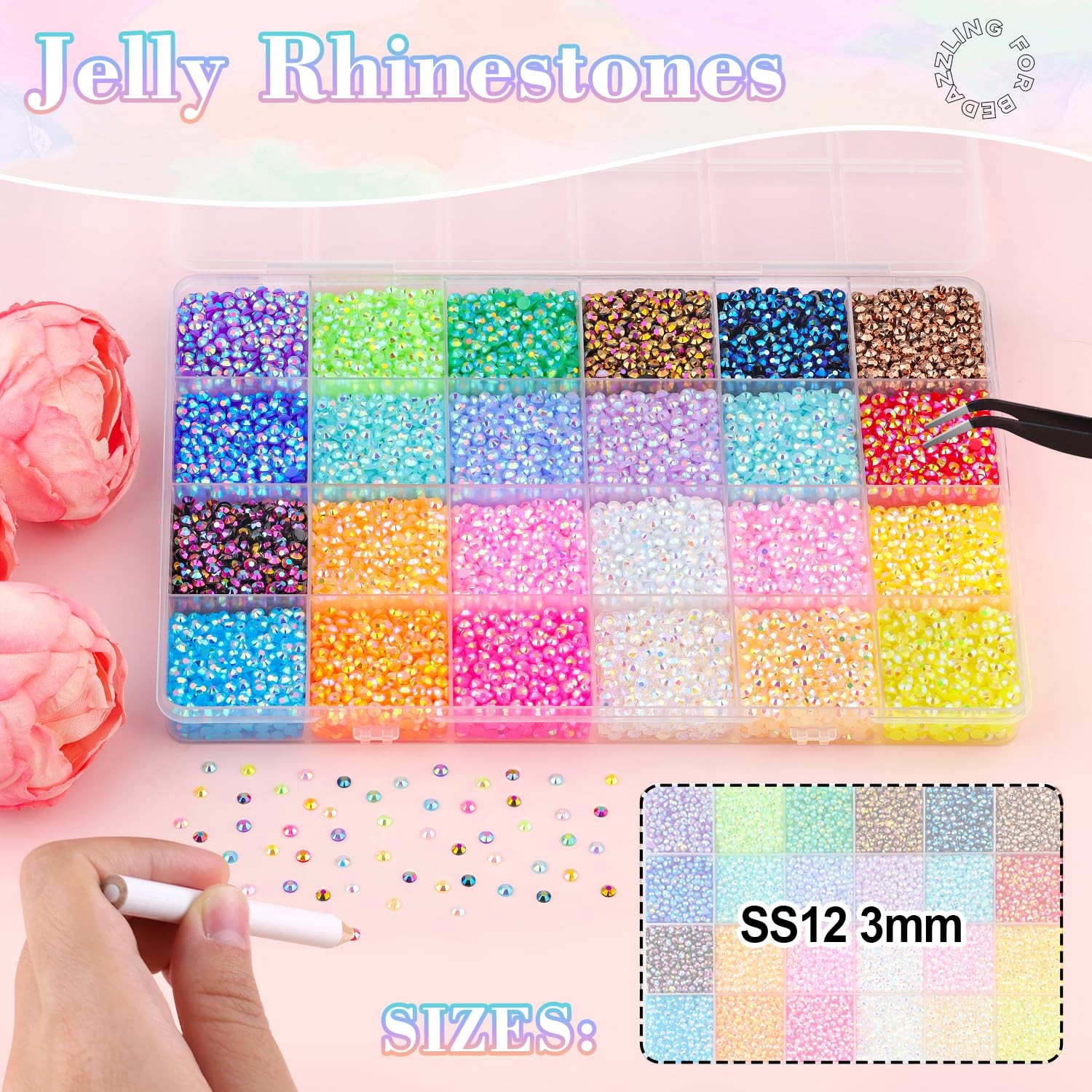 32000Pcs Mixed-Color Resin Rhinestones with B7000 Jewelry Glue for Crafting, …
