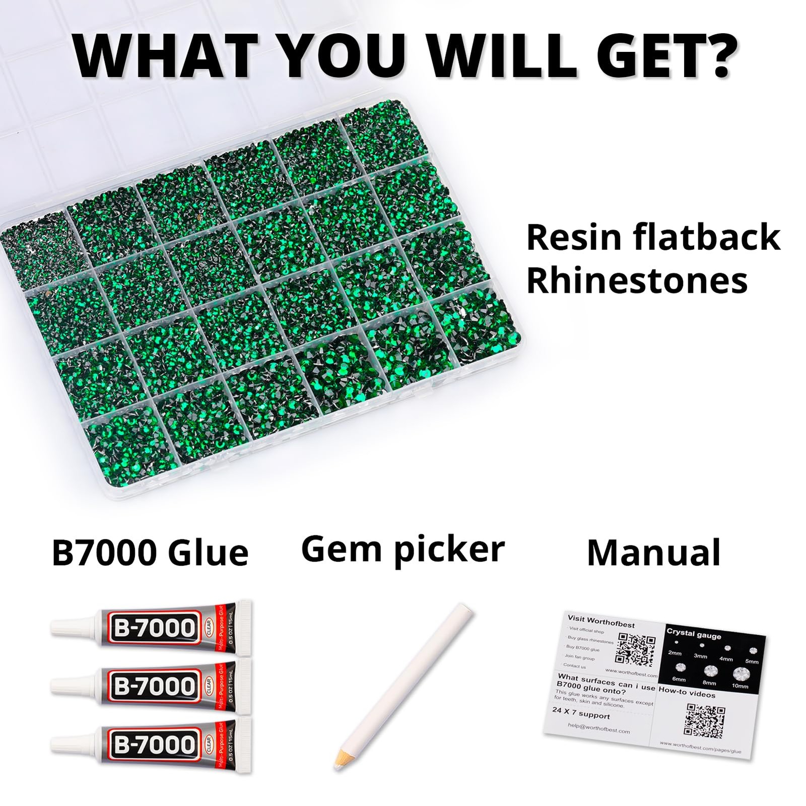 33000Pcs Emerald Green Rhinestones for Bedazzling, Dark Green Bedazzler Kit w…