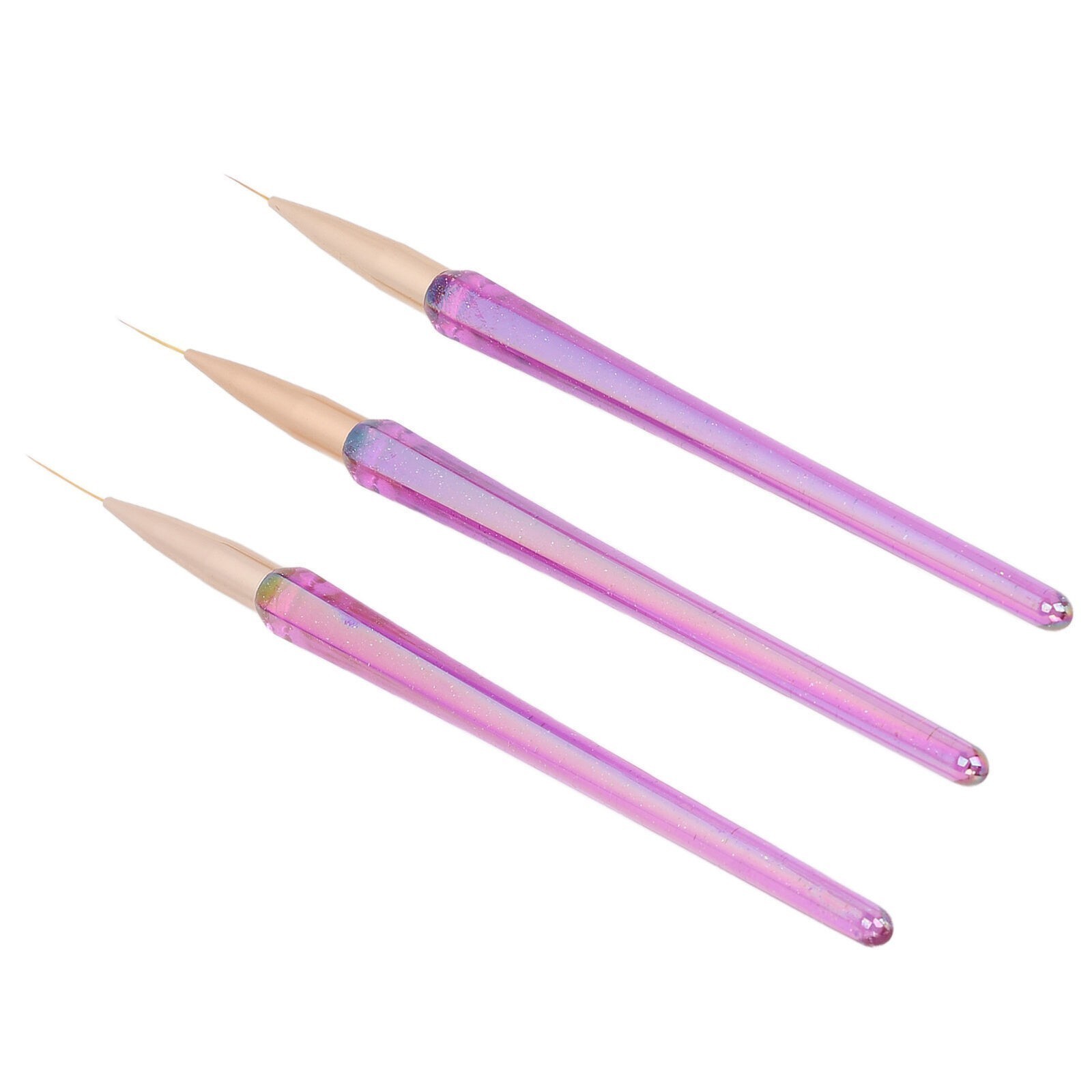 3pcs Nail Liner Brushes Set 12/16/21mm Super Fine Nail Art Striping Brushes