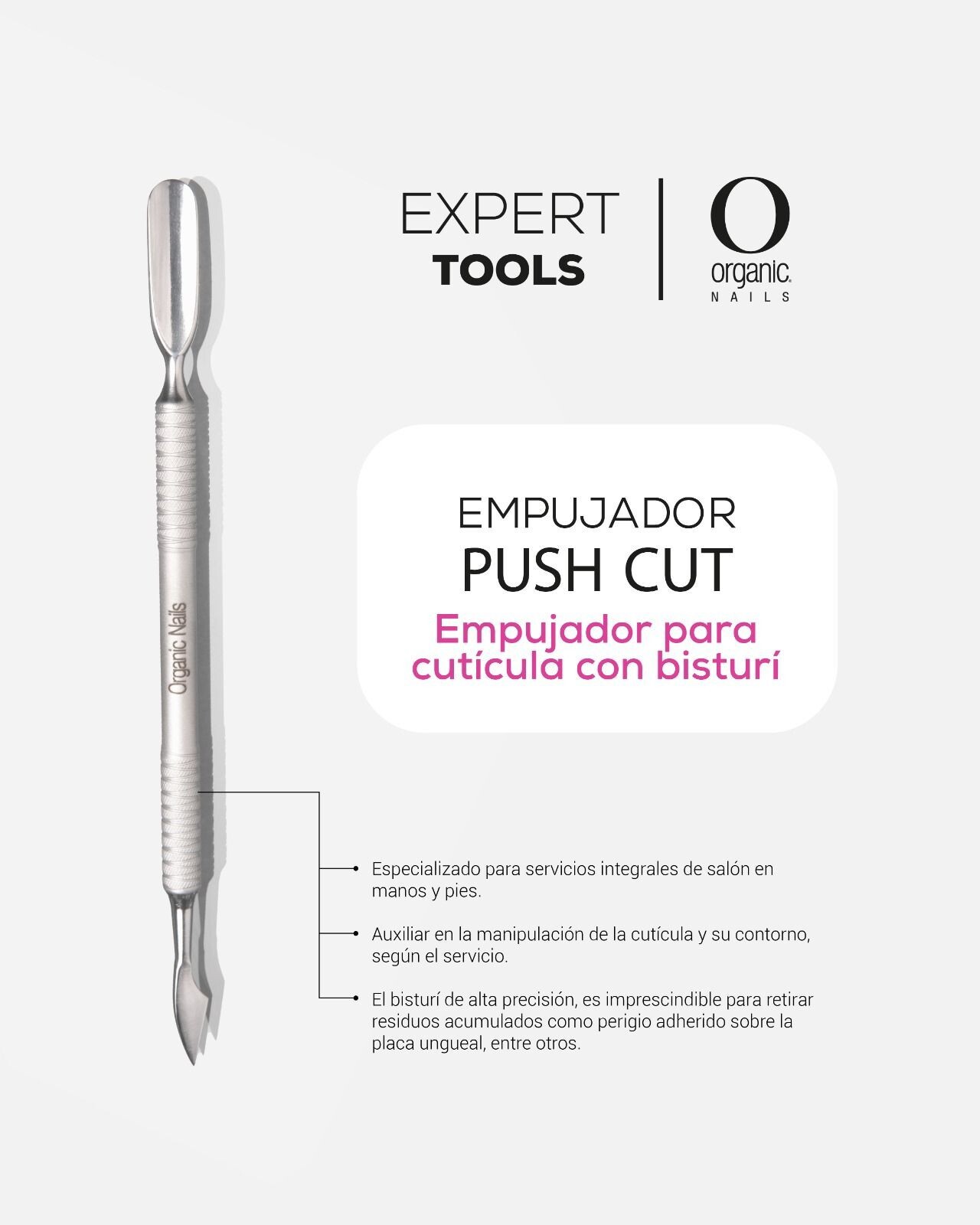 Empujador Push Cut para manicura expert tool organic nails