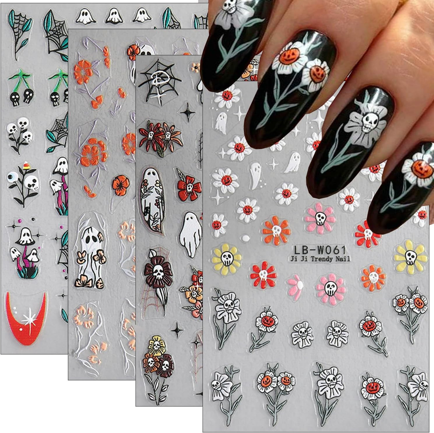 3Sheets 5D Embossed Bow Nail Stickers for Nail Art Self-Adhesive Bow Nail Decals