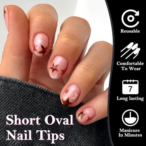 XS Short Oval Gel Nail Tips, 240pcs Round Acrylic Extra Short Round Nail Tips