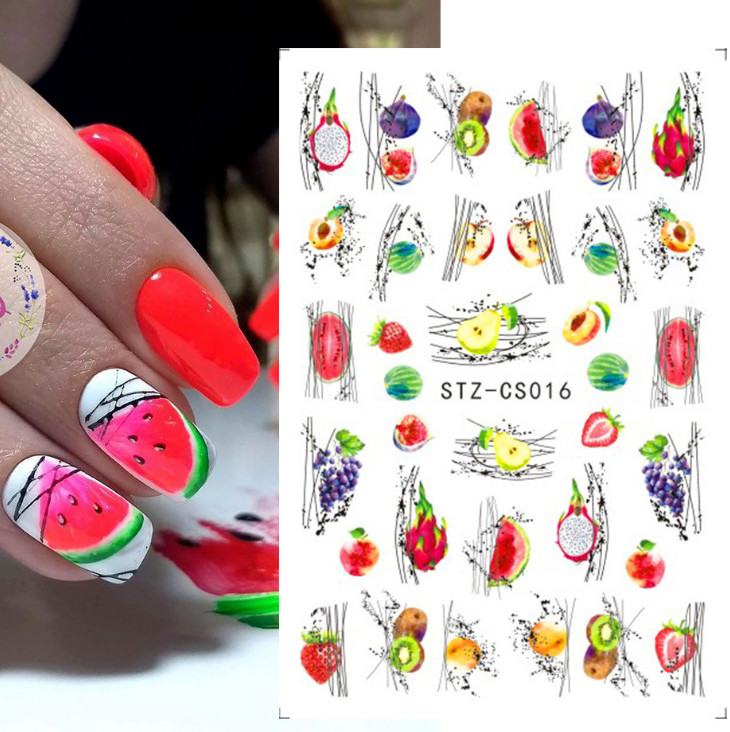 8Pcs Beauty Nail Art Sticker Decal Design Fruit Kiwi Watermelon Strawberry NS39