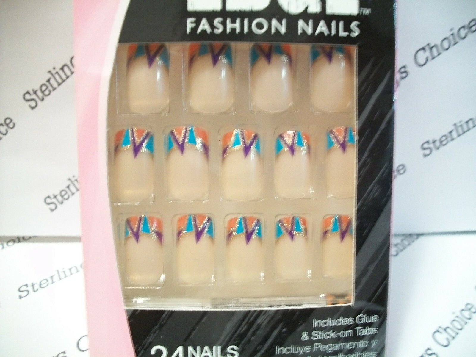 Fing’rs Edge Fashion Nails #31114 Abstract Colored Tips Medium (Bl,Pur,Or)