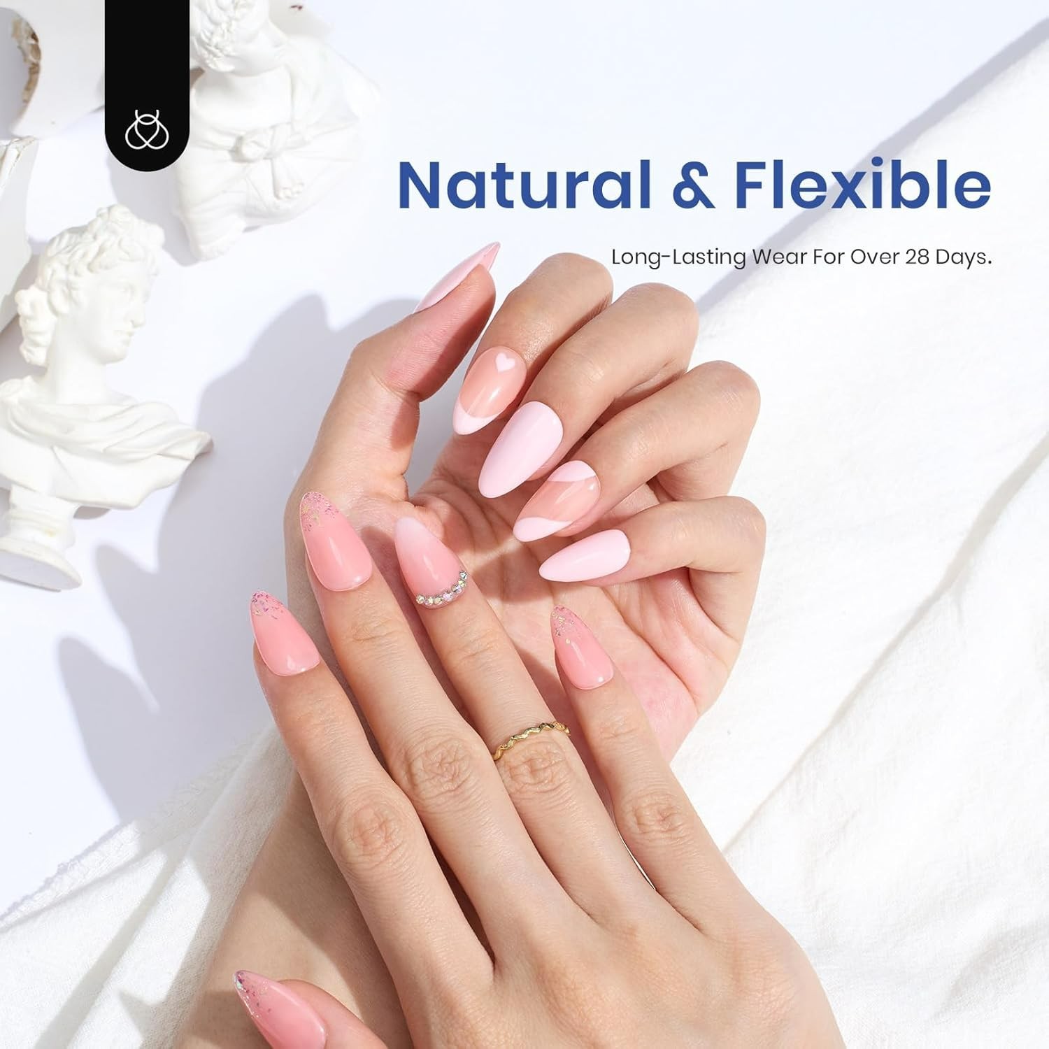 Beetles Gel Nail Kit Etch-X, Almond Short, 504pcs 12 Sizes Nail Tips, with 9 …