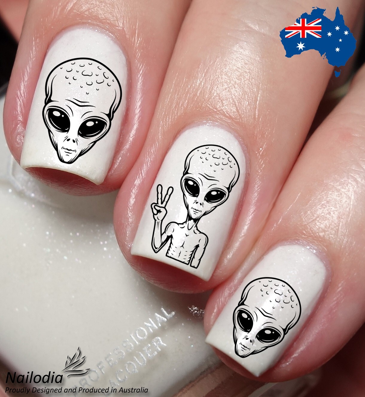Alien Nail Art Decal Sticker Water Transfer Slider – UFO Theme