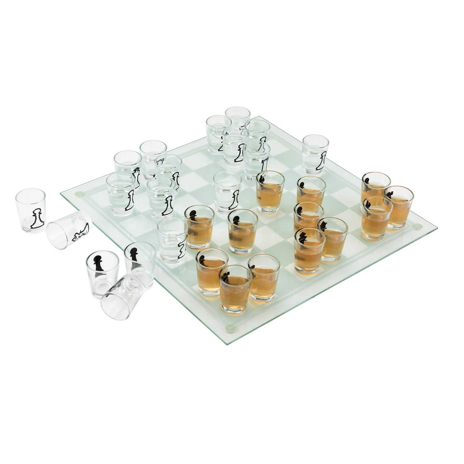 True Shot Glass Chess Game, Board with 13.75″, Clear