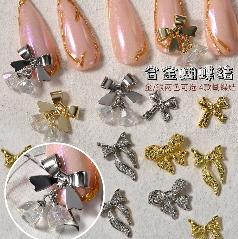 3D Glitter Metal Manicure Accessories DIY Ribbon Bows Nail Art Decoration