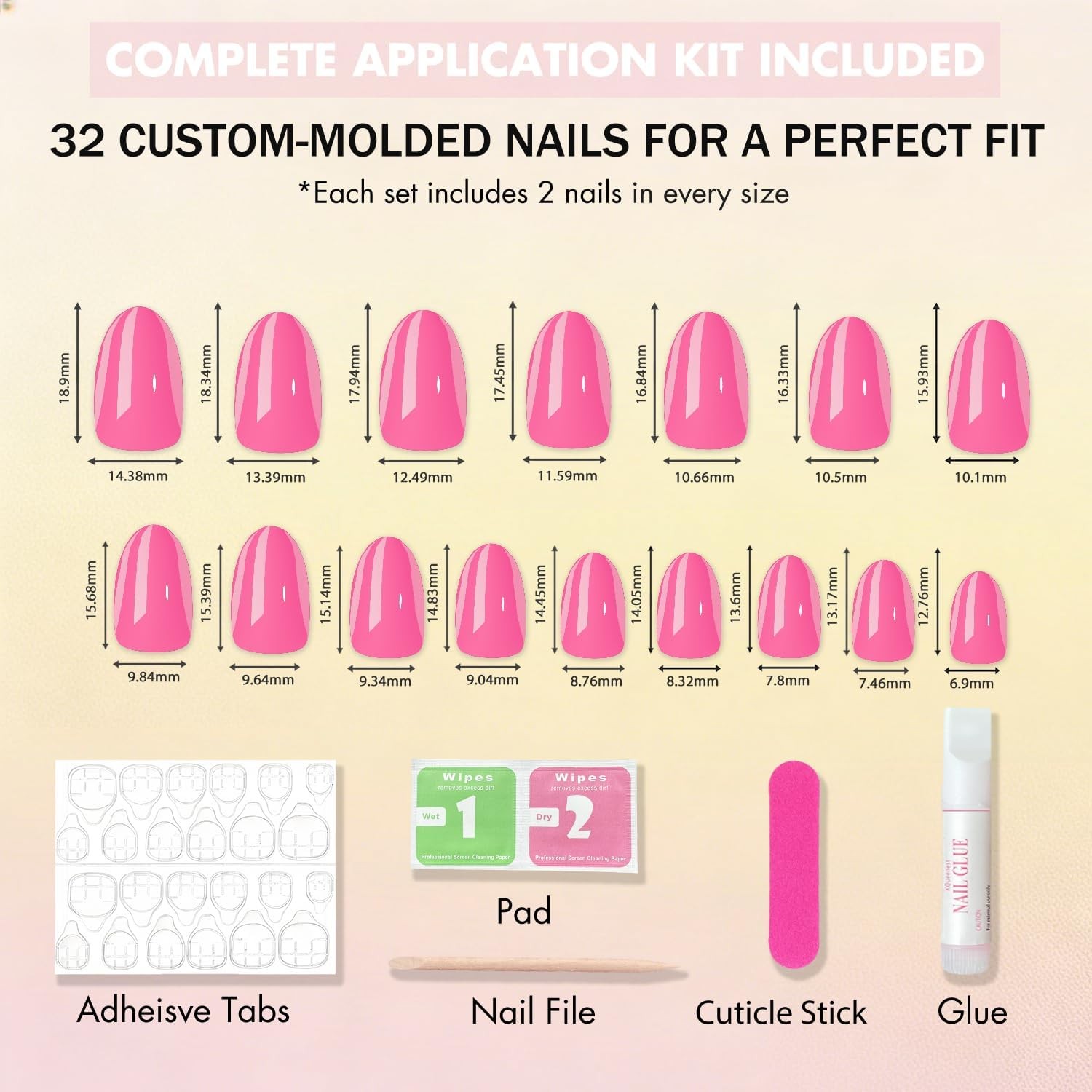 SXVME Soft Gel Press On Nails Short, 32 Pcs 16 32 Pieces(Pack of 1 ), coffee