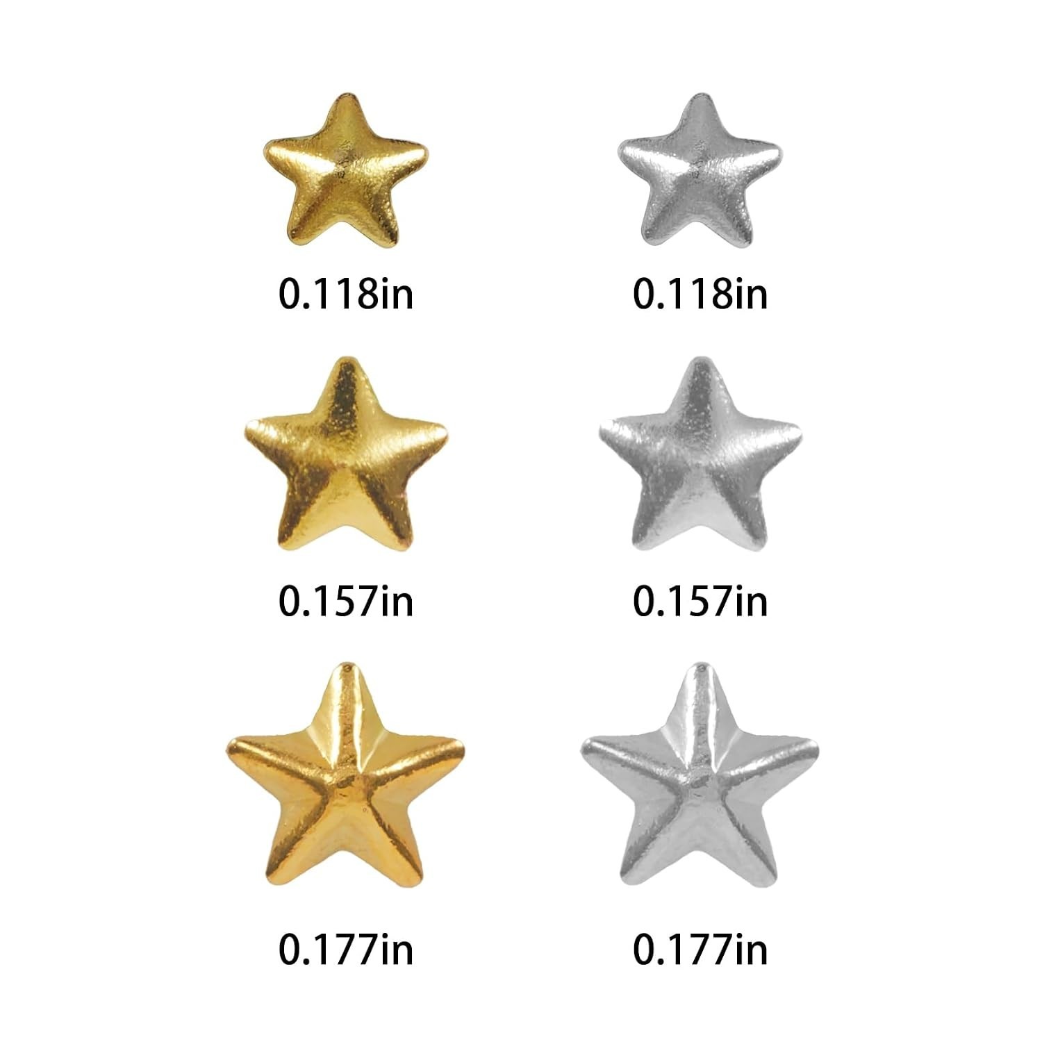 300pcs Stars Charms for Nails, 3D Gold and Silver Stars Nail Charms 1 Box 3D …