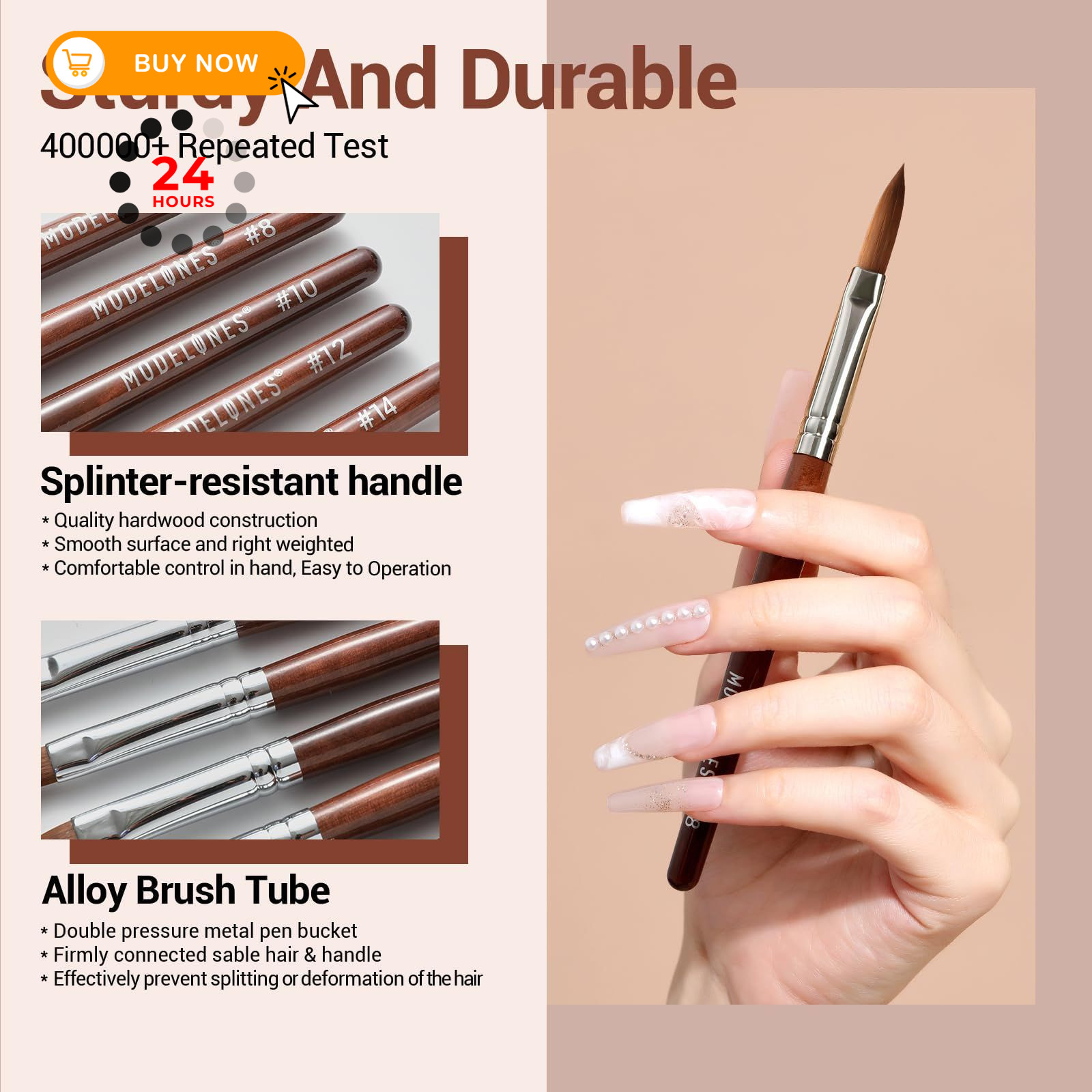 Modelones Kolinsky Sable Acrylic Nail Art Brushes #14 14, Red