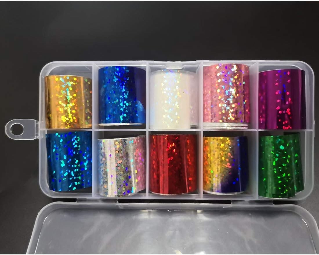 Silver Holographic Nail Foil Stickers 30 Designs 3 Pack Nail Art Transfer Tape