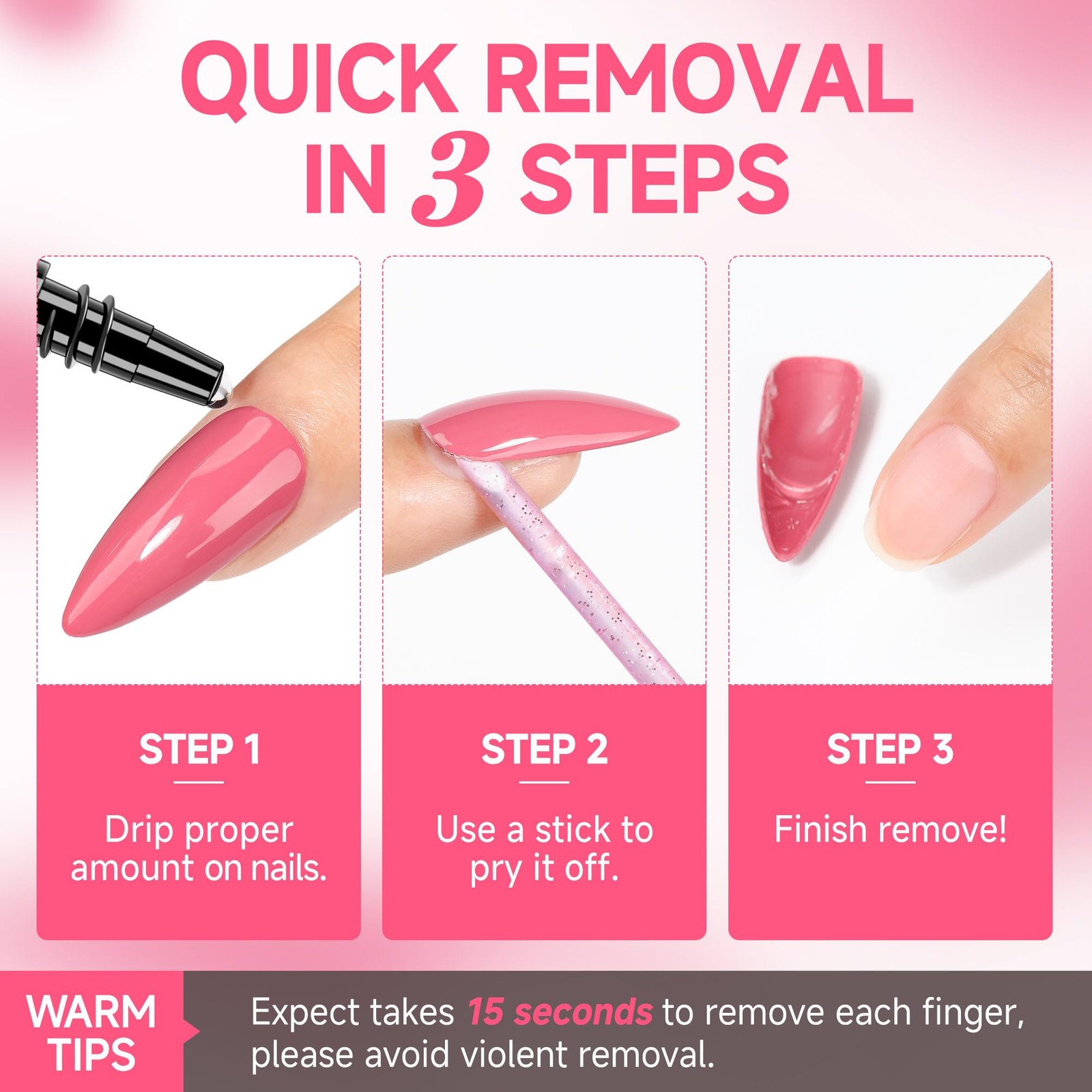UNA GELLA Quick Removal Gel Nail Glue 1 Fl Oz (Pack of 1), Remover