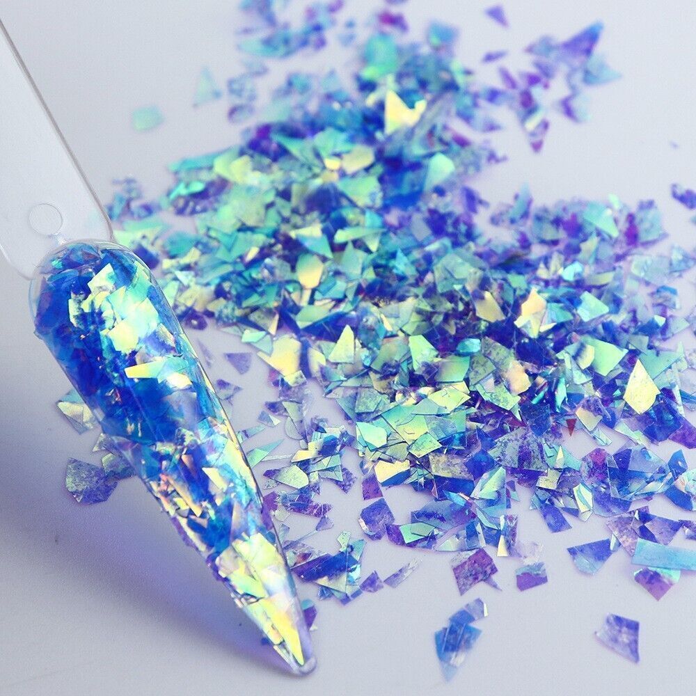 6 Grids Nail Sequins Irregular Colorful Glitter Nail Glass Paper Nail Flakes DIY