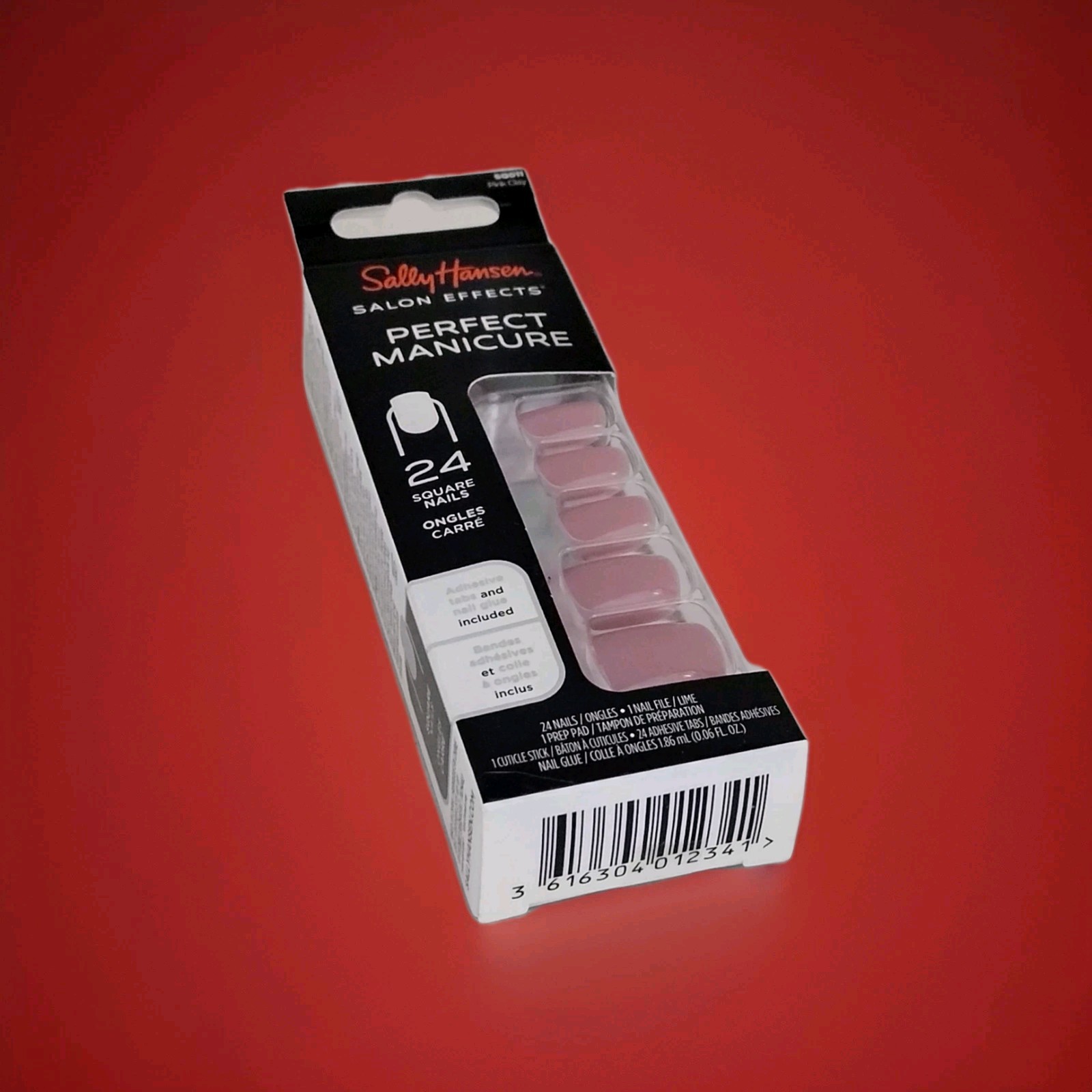 Sally Hansen SALON EFFECTS PERFECT MANICURE 24 SQUARE Press On Nails PINK CLAY