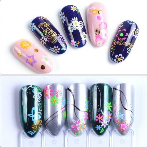 EBANKU 24Sheets Fluorescence Nail Art Stickers Decals 3D Self-Adhesive