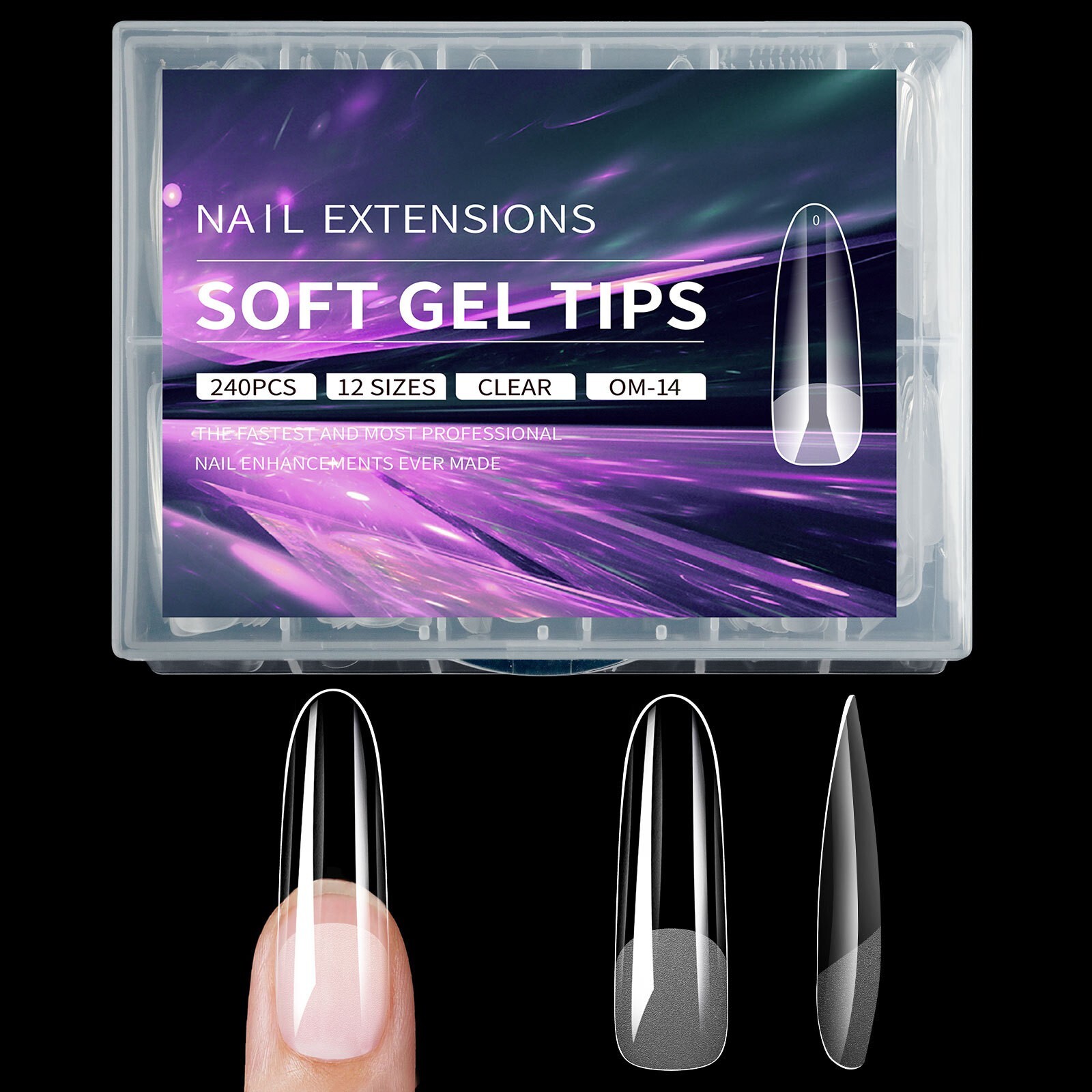 240 Pcs XXL Half Matte Extensions Nail Tips Square Coffin Soft Gel Tips Clear